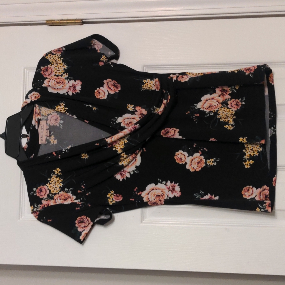 Philosophy Knit Faux Wrap Top Floral